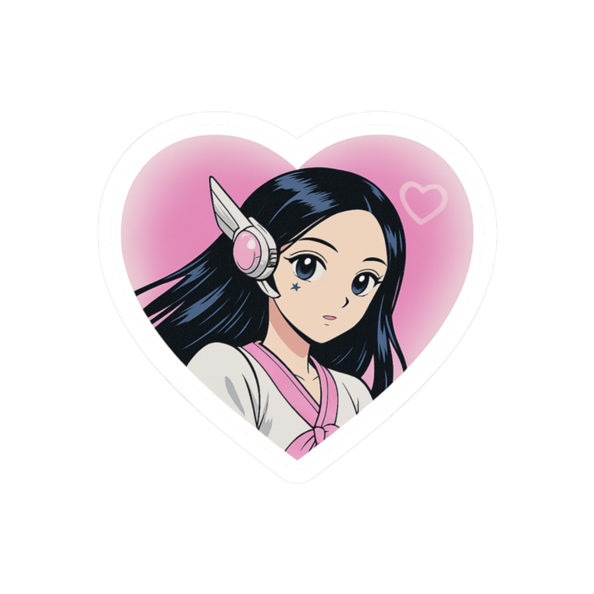 NewJeans Minji Shoujo Manga Heart Sticker | Cute Vinyl Decal - alternate angle 3, merchandise