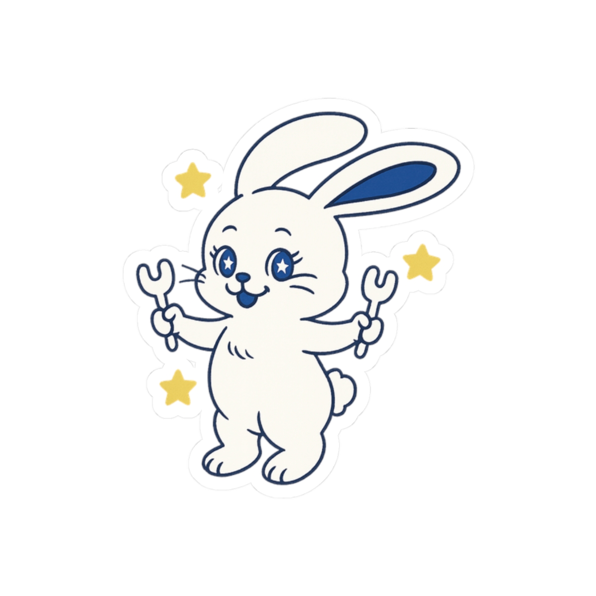 Cute Bunny with Stars Sticker | Whimsical Vinyl Decal - alternate angle 3, merchandise