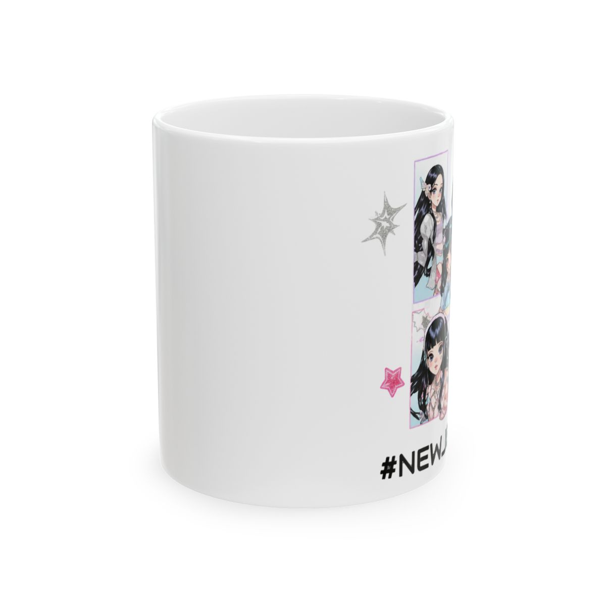 NewJeans Anime Illustration Mug | K-POP Ceramic Coffee Cup, Dishwasher-Safe - alternate angle 1, merchandise
