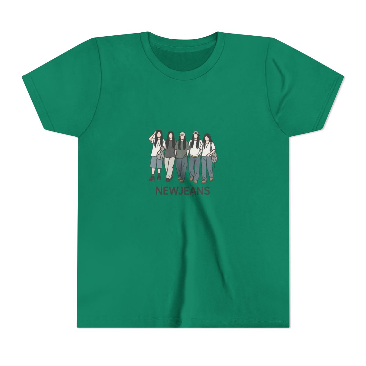 Bold NewJeans K-Pop Art Tribute Kids T-Shirt - alternate angle 2, merchandise