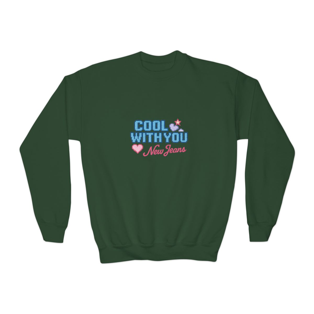 Cool With You New Jeans Pixel Heart Kids Sweatshirt - alternate angle 5, merchandise