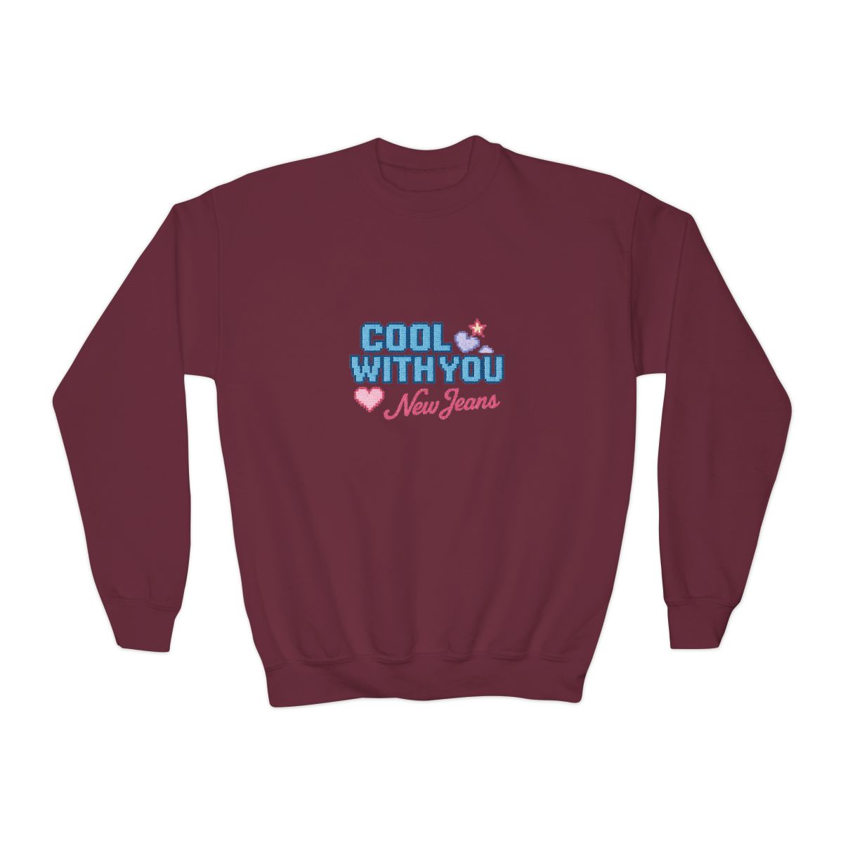 Cool With You New Jeans Pixel Heart Kids Sweatshirt - alternate angle 4, merchandise
