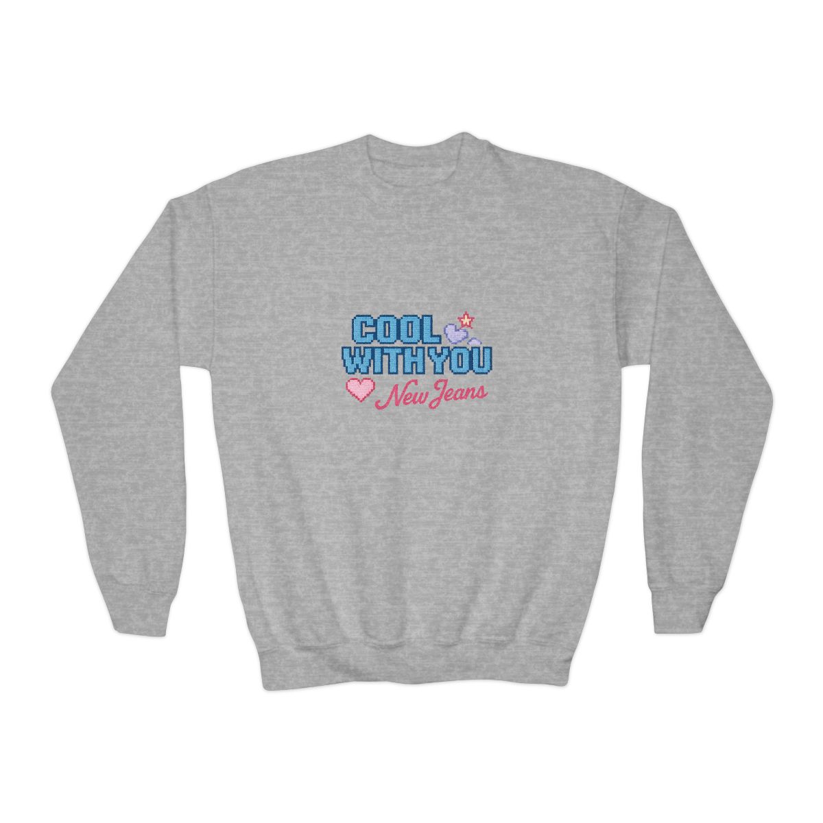 Cool With You New Jeans Pixel Heart Kids Sweatshirt - alternate angle 3, merchandise