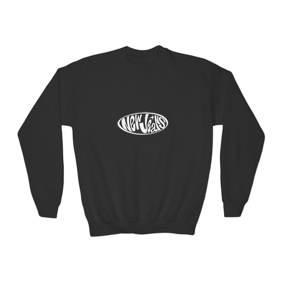 New Jeans Sweatshirt | Kpop Fan Gift | Raglan Crewneck Black Graphic | Bunnies Merch | Kpop Aesthetic Sweater | NewJeans Fan Apparel (Kids)