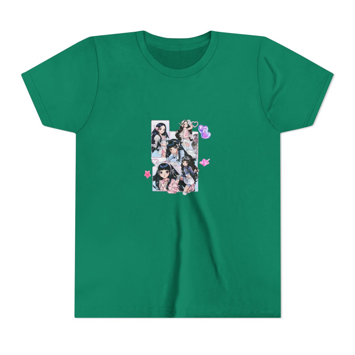NewJeans anime collage T Shirt | K-pop girl group graphic Kids tee - alternate angle 2, merchandise