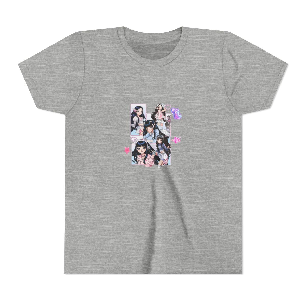 NewJeans anime collage T Shirt | K-pop girl group graphic Kids tee - alternate angle 3, merchandise