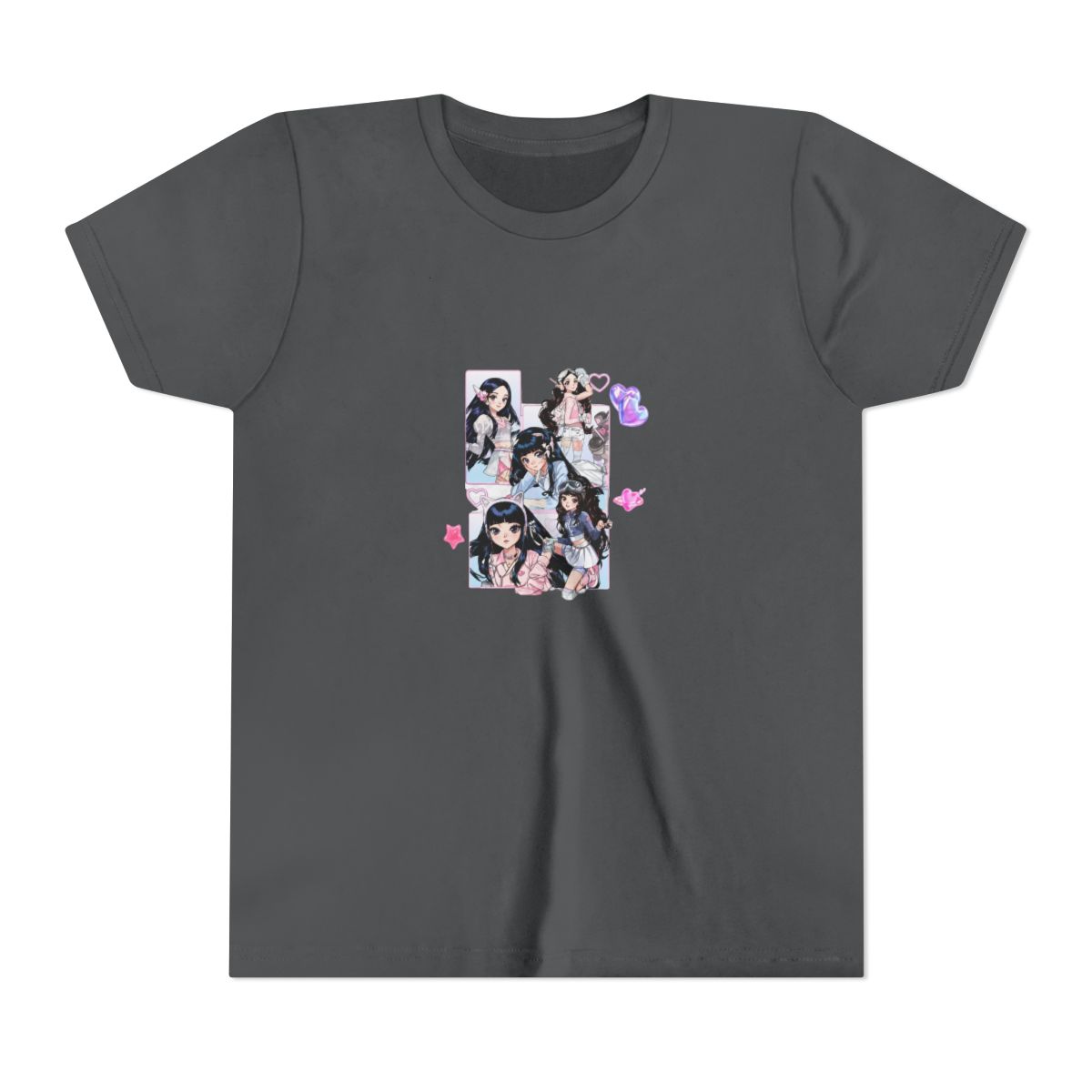 NewJeans anime collage T Shirt | K-pop girl group graphic Kids tee - alternate angle 5, merchandise